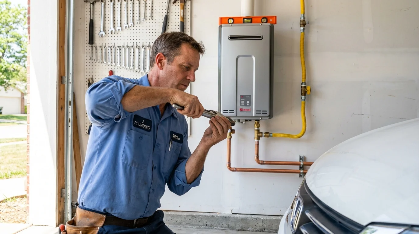 Tankless water heater installation by a Johns Plumbing LLC plumber in Lampasas